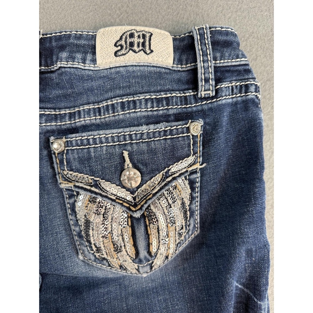 Miss Me Girls Jeans 14 Medium Wash Bootcut Sequin Ripped K82B230R